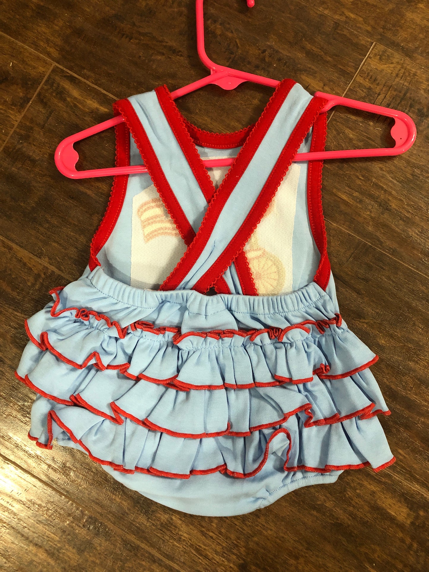 Girls Patriotic Bicycle Onesie by Three Sisters