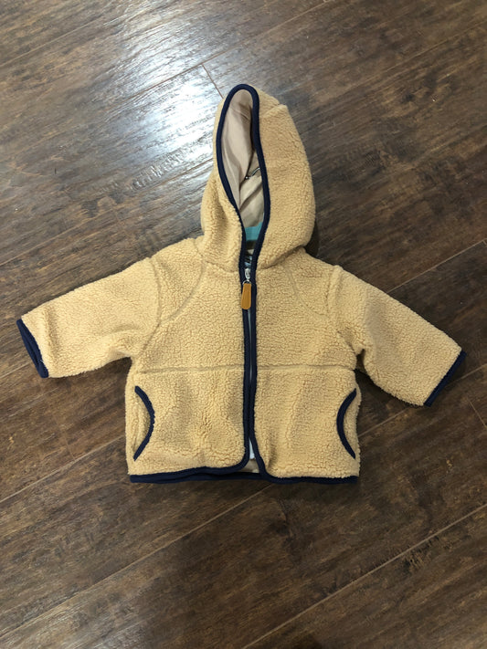 Boys Brown Coat with Hood and Navy Trim by Three Sisters