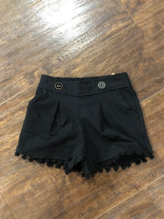 Girls Black Shorts with Pom Pom Trim by Milon