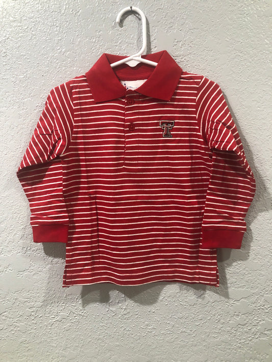 Boys Texas Tech Red L/S Jersey Golf Shirt by Two Feet Ahead