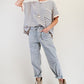 Ladies Easel Striped Washed Twill Low Slug Jeans - Washed Denim