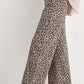 Ladies Easel Animal Print Washed Twill Pants - Camel