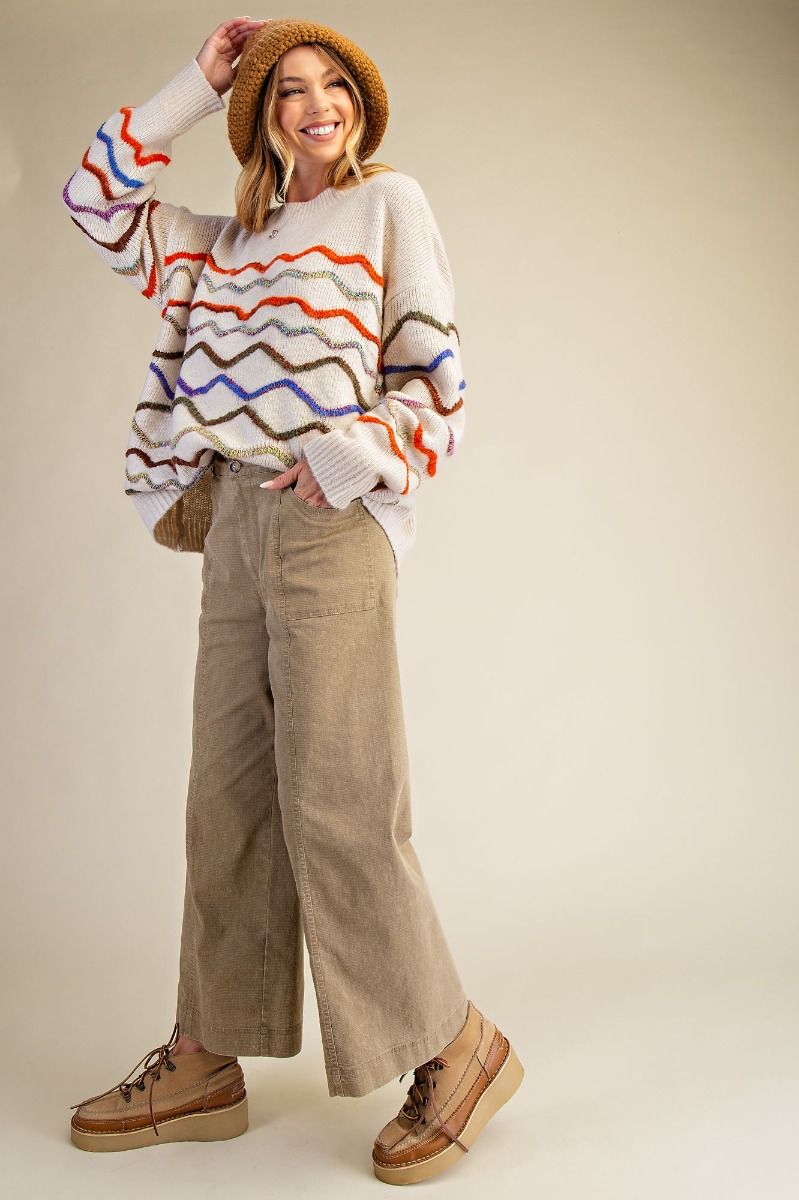 Ladies Easel Washed Stretch Woven Pants - Golden Kiwi