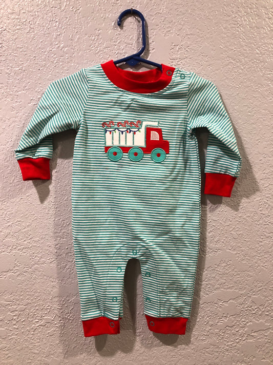 Boys Christmas Dump Truck Romper by Ishtex