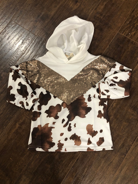 Girls Gold Shimmer Top w/Hood by Grace & Emma