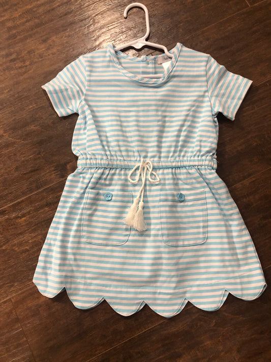 Girls Turquoise Stripe A-Line Dress by Ishtex