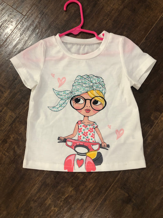 Girls Scootin' Around White T-Shirt