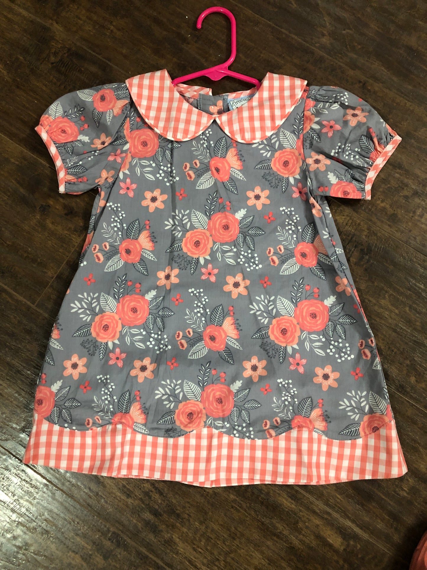Girls Gray Floral Dress by Three Sisters