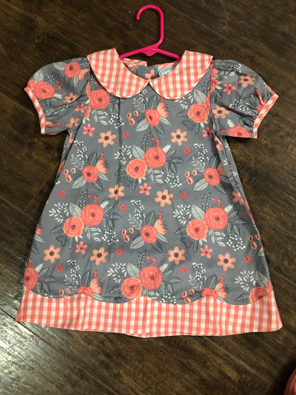 Girls Gray Floral Dress by Three Sisters