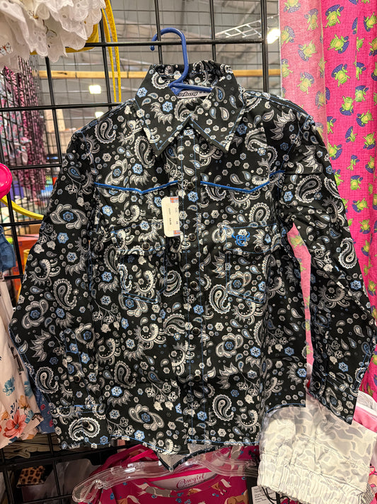 Boys Black Paisley Design L/S Print Shirt by Cowboy Hardware