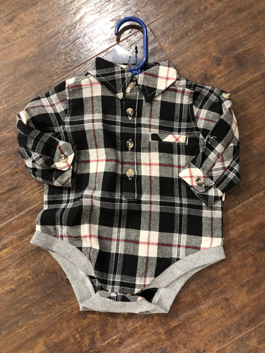 Boys Jasper Black Plaid Onesie by Me & Henry