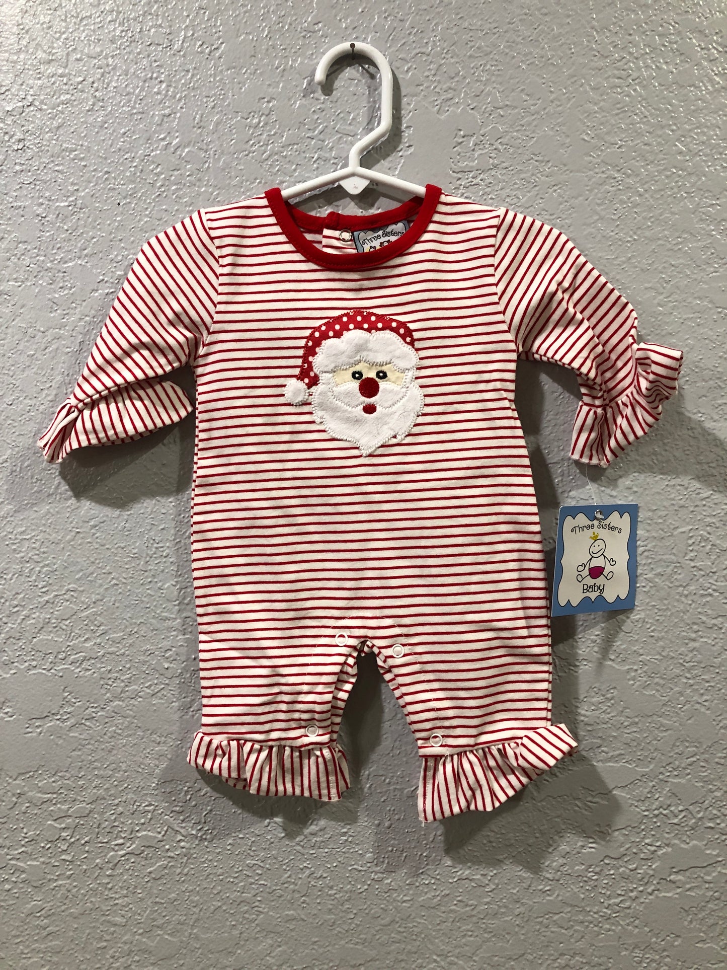 Girls Santa Face L/S Romper or Legging Set by Three Sisters