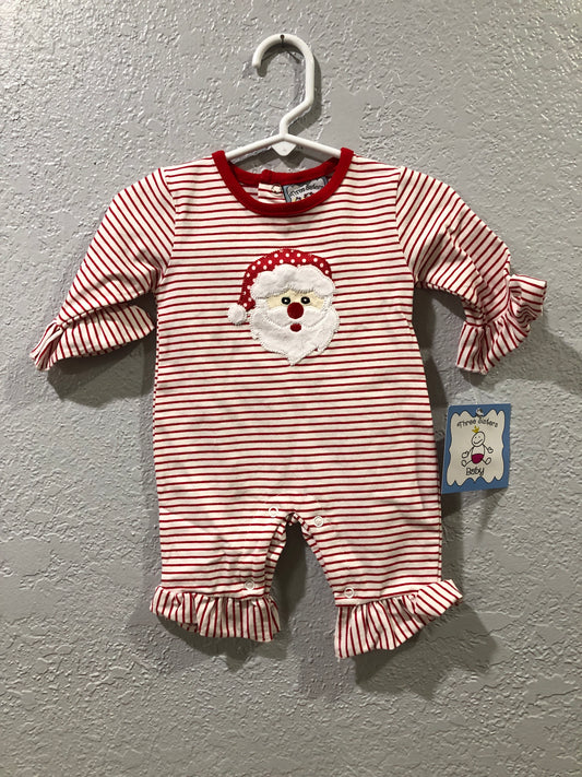 Girls Santa Face L/S Romper or Legging Set by Three Sisters