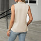 Ladies Sleeveless V Neck Blouse with Button Front Detail-Beige