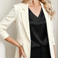 Ladies V Neck Short Sleeve Satin Blouse with Relaxed Fit-Black
