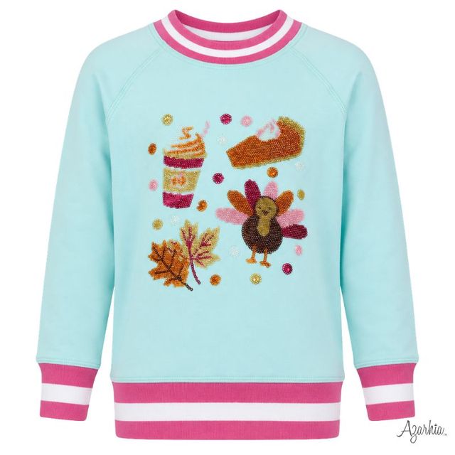 Girls Sequin Fall Elements Seafoam Oversized Sweatshirt by Azarhia