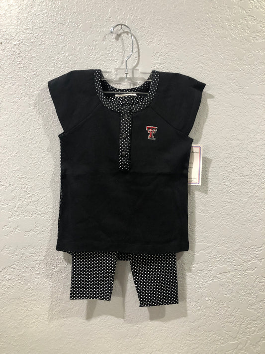 Girls Texas Tech Black Pin Dot Legging Set by Two Feet Ahead