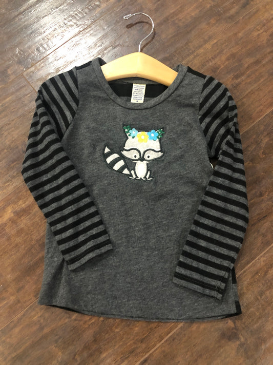Girls Racoon on Gray T-Shirt by Ladybug Dezignz