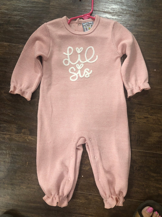 Girls Lil Sis Mauve Rib Knit Romper by Three Sisters
