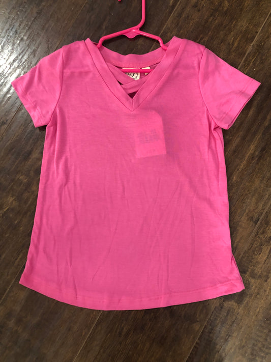 Girls Pink V-Neck with Detail Top by Grace & Emma