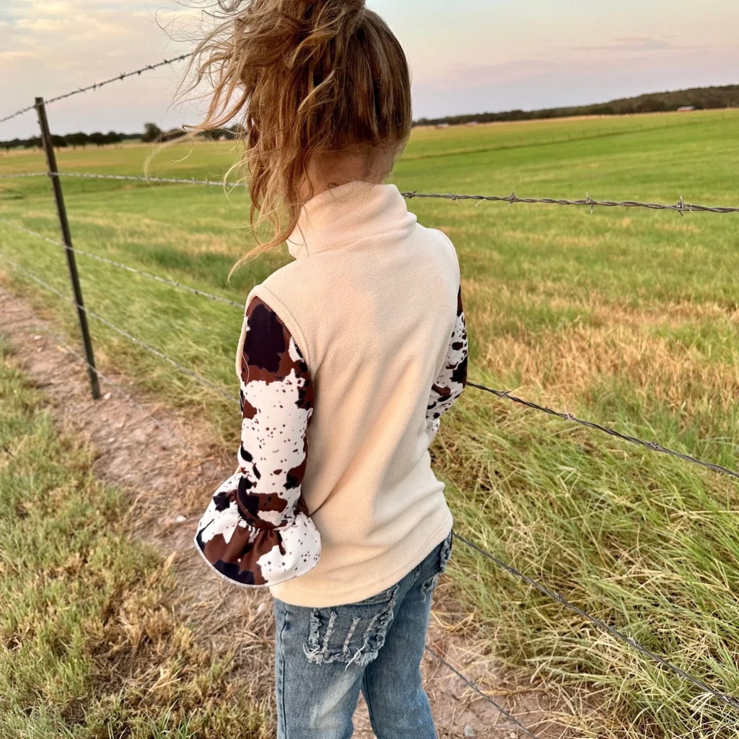 Girls Cowprint Fleece Vest by Shea Baby