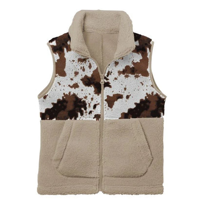 Girls Cowprint Fleece Vest by Shea Baby