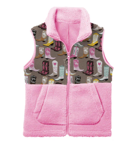 Girls Boot Print Fleece Vest by Shea Baby