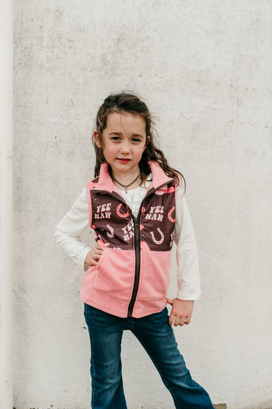 Girls Yeehaw Cowgirl Fleece Vest by Shea Baby
