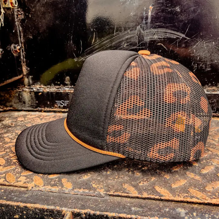 Ladies Leopard Printed Mesh Magna Pony Hat
