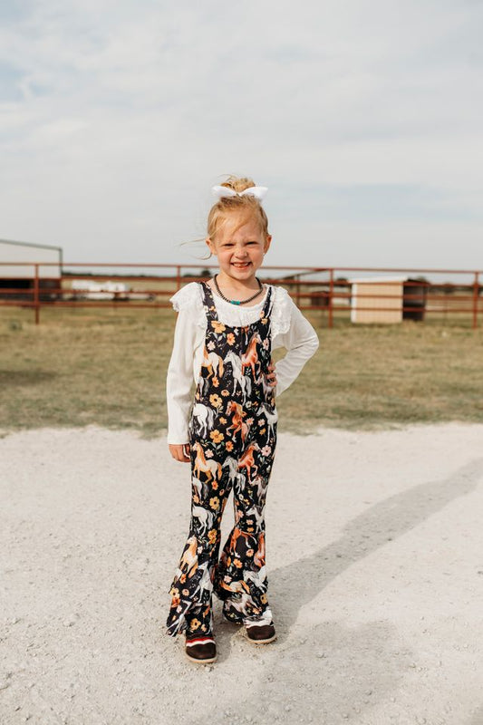 Girls Horsing Around Bell Overalls by Shea Baby