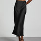 Ladies Solid Color Glossy Mid Length Skirt
