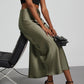 Ladies Solid Color Glossy Mid Length Skirt