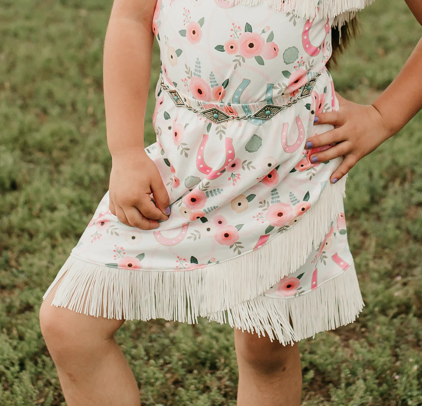 Girls Floral Horseshoe Fringe Skirt by Shea Baby