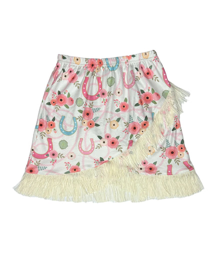 Girls Floral Horseshoe Fringe Skirt by Shea Baby