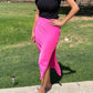 Ladies Medium Weight Satin Midi Skirt with Side Slit and Side Zipper by Umgee