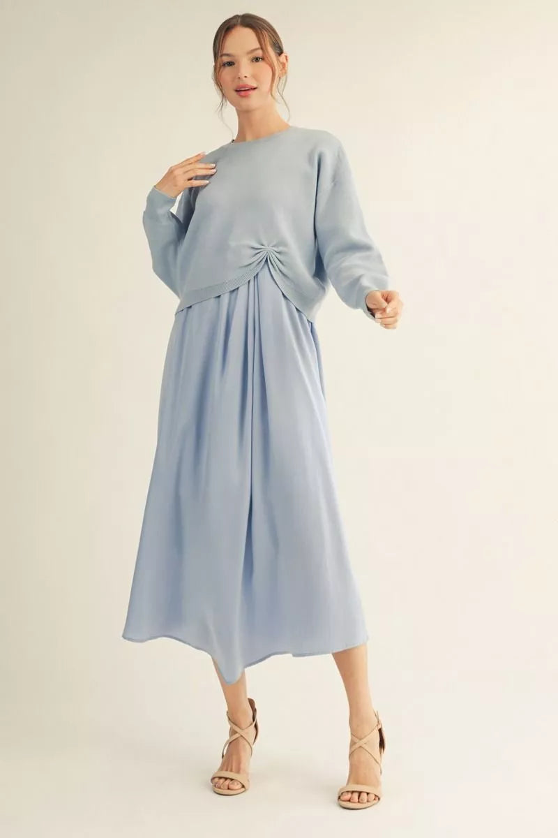 Ladies Sleeveless Maxi Dress with Matching Sweater by JODIFL - Sky Blue