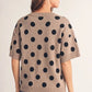Ladies Short Sleeve Poka Dot Sweater-Taupe