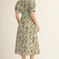 Ladies Short Sleeve Button Down Floral Midi Dress-Natural Mix