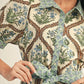 Ladies Short Sleeve Button Down Floral Midi Dress-Natural Mix
