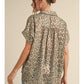 Ladies Jodifl Leopard Print Collared Button Up Top-Taupe