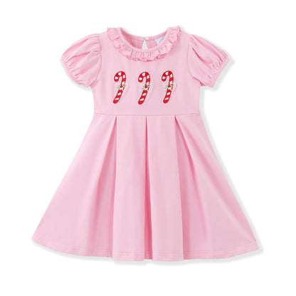 Girls Pink Dress with Candy Canes by Swoon