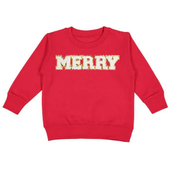 Girls Sweet Wink Merry Patch Sweatshirt-Red