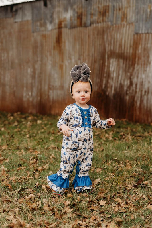 Girls Rancher Cowgirl Long Sleeve Romper by Shea Baby
