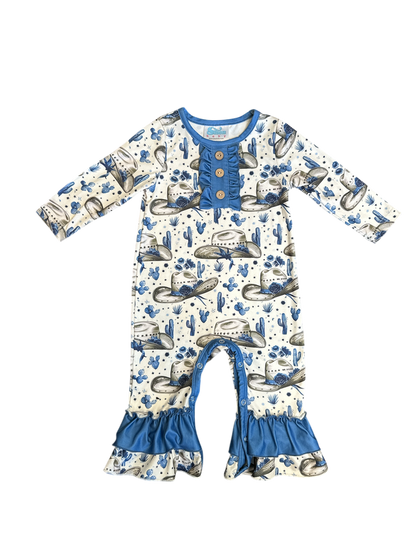 Girls Rancher Cowgirl Long Sleeve Romper by Shea Baby
