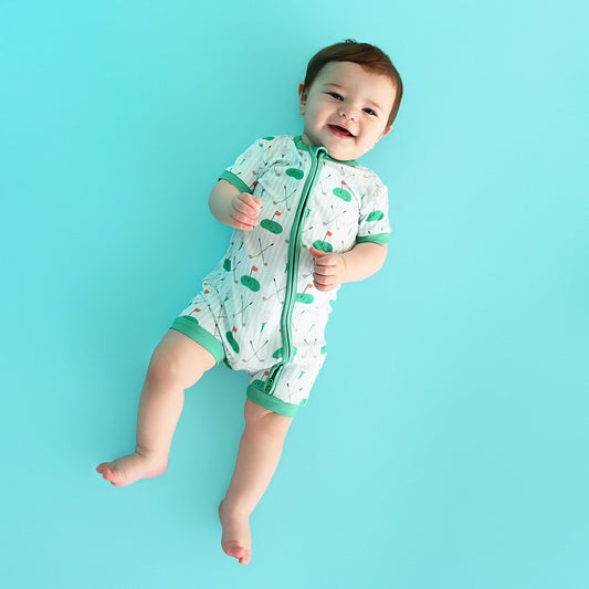 Boys Scottie Golf Shorty Zip Bamboo One Piece by Gigi & Max