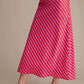 Ladies Elastic Band Midi Skirt-Pink and Red