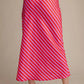 Ladies Elastic Band Midi Skirt-Pink and Red