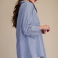 Ladies Stand Neck Dolman Sleeves Shirt-Navy