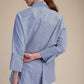 Ladies Stand Neck Dolman Sleeves Shirt-Navy