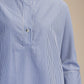 Ladies Stand Neck Dolman Sleeves Shirt-Navy